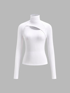 Valentina | Rollkragen Cut-Out Top in Weiß