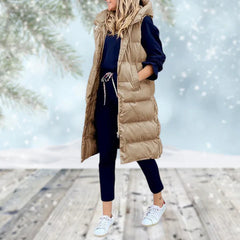 Atmungsaktive lange Winterweste - Laila in Khaki