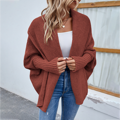 Atmungsaktive, lockere Strickjacke - Erika in Bordeaux