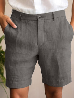 Atmungsaktive Sommershorts aus Leinen - Laurens in Grau
