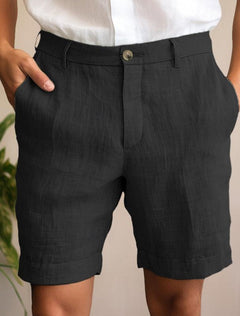 Atmungsaktive Sommershorts aus Leinen - Laurens in Schwarz