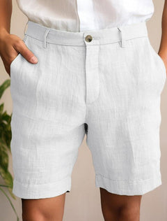 Atmungsaktive Sommershorts aus Leinen - Laurens in Weiß