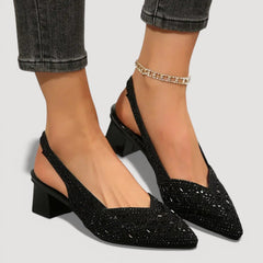Aura | Elegante Slingback Heels mit Blockabsatz in Schwarz
