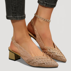 Aura | Elegante Slingback Heels mit Blockabsatz in Gold