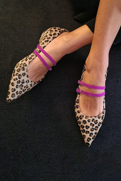 Aurela | Damen Leopardenmuster Riemchen Ballerinas in Braun