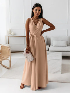 Aurelie | Fließendes Wickel Maxikleid in Khaki