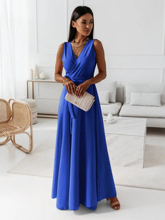 Aurelie | Fließendes Wickel Maxikleid in Blau