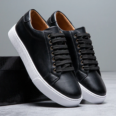 Simon | Hochwertige Herren Leder Sneakers Look in Schwarz