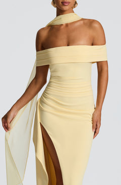 Valentina | Damen Gelber Leichter Stretch Mesh Kleid Schal in Gelb