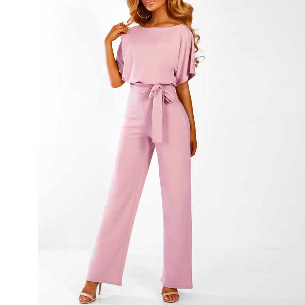Damen-Jumpsuit Elianne mit weitem Bein und Taillenschnürung