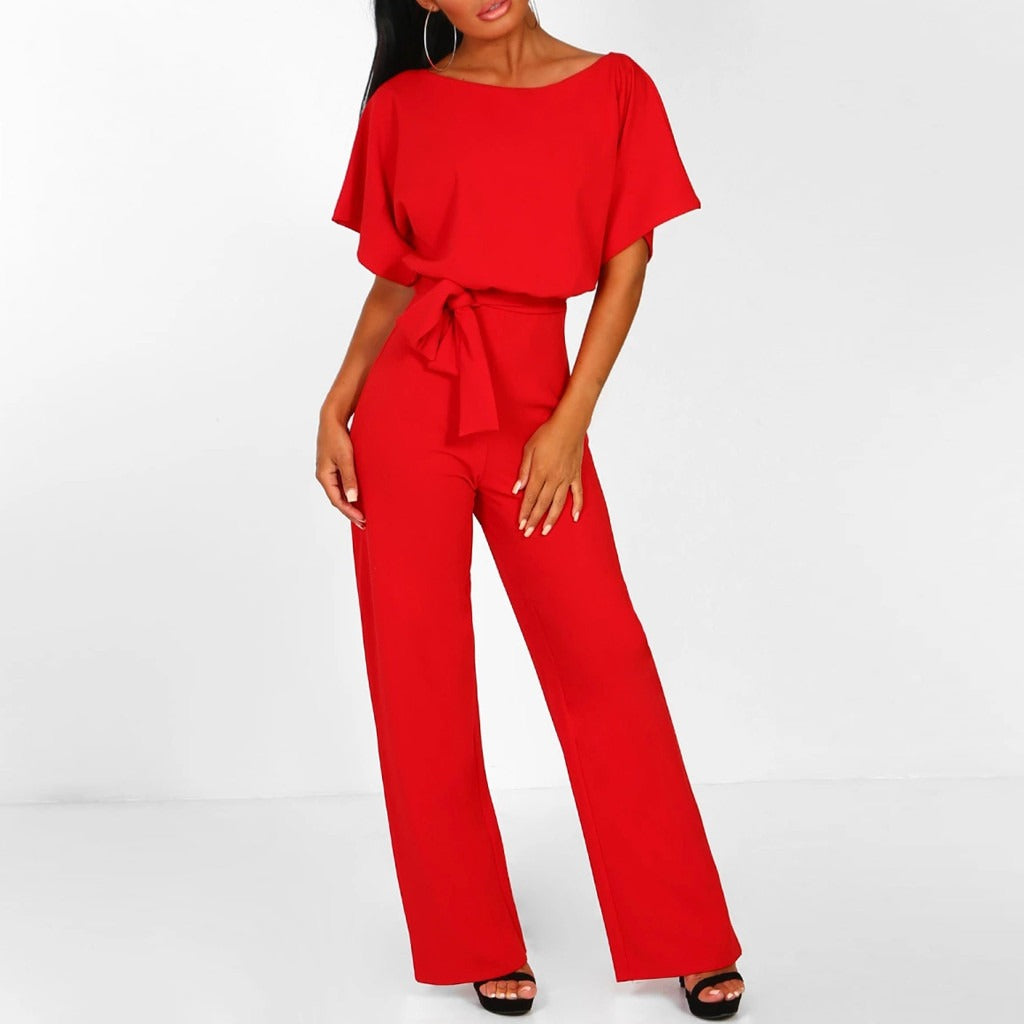 Damen-Jumpsuit Elianne mit weitem Bein und Taillenschnürung