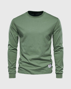 Eric | Herren Casual Slim Fit Langarm T-Shirt in Grün