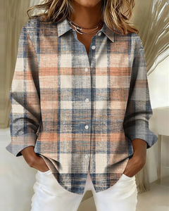 Laura | Kariertes Damen Hemd modern im Vintage-Look in Orange