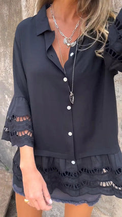 Miranda™ | Elegante Bluse im Ibiza-Stil in Schwarz