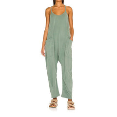 Ärmelloser Jumpsuit mit Taschen für Damen in Grün