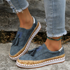 Tasselina™ – Stilvolle Damen Loafer mit dekorativen Quasten in Blau