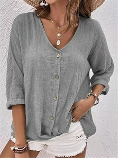 Rosalie®️™ | Leichte Bluse mit V-Ausschnitt in Grau
