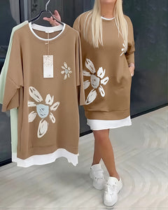 Helia - Soft-Touch-Sweatshirtkleid in Khaki