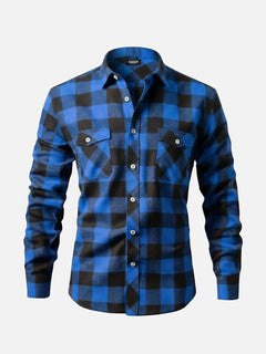 Emil | Herren Flanell Buffalo Karo Hemd in Blau