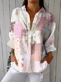 Nancy | Patchwork Gänseblümchen Bluse in Mehrfarbig