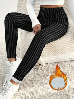 Dafina | Elegante Fleecegefütterte High-Waist Leggings in Schwarz