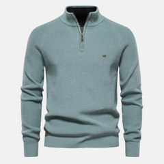 Bartholomäus | Herren Strickpullover mit Troyer-Kragen in Hellblau