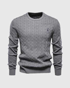 Bastian | Herren Zopfmuster Langarm Strickpullover in Grau