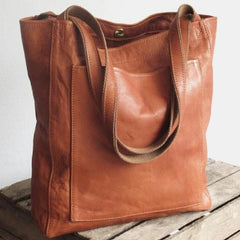 Elsbetha® | Klassische Leder Schultertasche in Braun