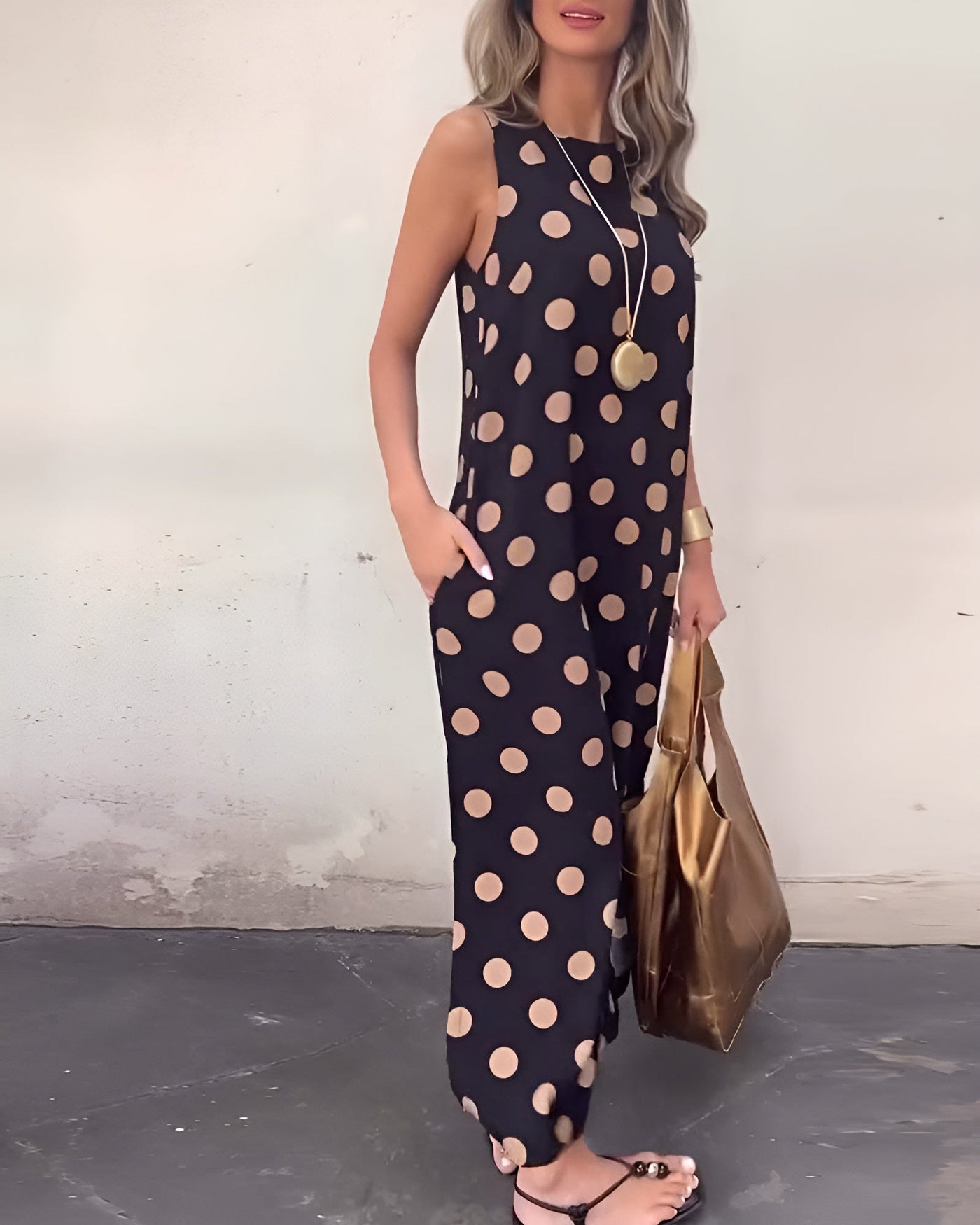 Roxane | Maxikleid mit Schlitz und Pünktchenmuster