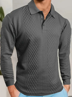 Benoit – Lior Strukturiertes T-Hemd Mit Jacquard Kragen in Grau