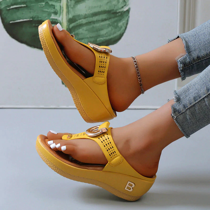 Alberte – Sommer-Keilabsatzschuhe – Offene Zehenpartie