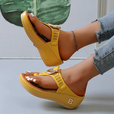 Alberte – Sommer-Keilabsatzschuhe – Offene Zehenpartie