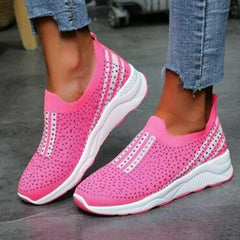 Aria - Damen Freizeit Strass Slip-On Schuhe in Rosa