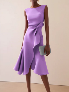 Beatrice | Drapiertes Asymmetrisches Midikleid in Violett
