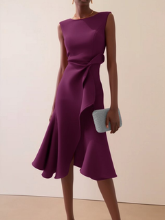 Beatrice | Drapiertes Asymmetrisches Midikleid in Lila