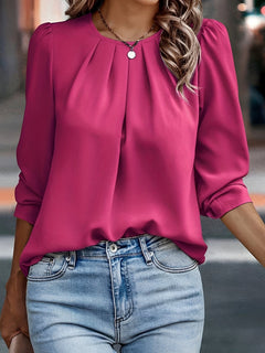 Beatrix | Damen Fließende Weitarm Bluse in Rosa