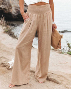 Otylia | Lockere Strandhose mit weitem Bein in Beige