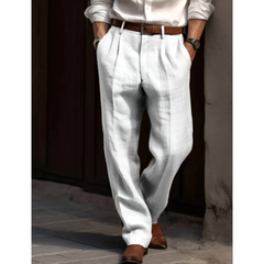 Ben | Herren Freizeit Hose mit Falten in Weiß