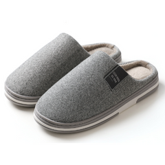 Benedikta | Damen Herringbone Hausschuhe Pantoffeln in Hellgrau
