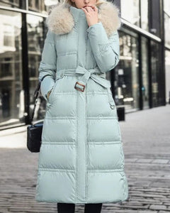 Bequeme wattierte Winterjacke für Frauen - Gabriele in Babyblau-Khaki