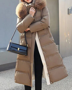 Bequeme wattierte Winterjacke für Frauen - Gabriele in Kaffee