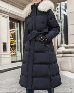Bequeme wattierte Winterjacke für Frauen - Gabriele in Schwarz-Khaki