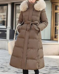 Bequeme wattierte Winterjacke für Frauen - Gabriele in Kaffee-Khaki