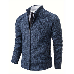 Bequeme Herrenstrickjacke für den Winter -Toni in Blau
