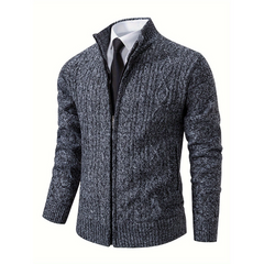 Bequeme Herrenstrickjacke für den Winter -Toni in Dunkelgrau
