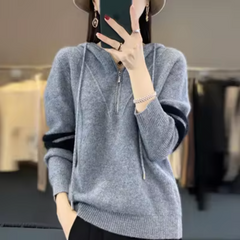 Warmer Pullover mit Kapuze - Olea in Grau