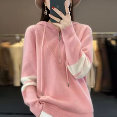 Warmer Pullover mit Kapuze - Olea in Rosa