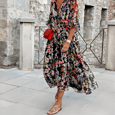 Bequemes florales Sommerkleid für Damen | Midi