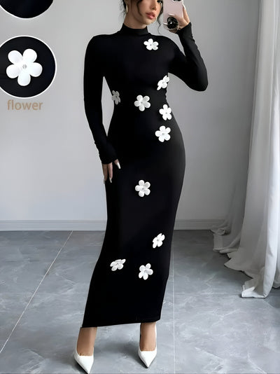 Anina | Elegantes Bodycon-Kleid mit floralem Hals-Ausschnitt