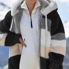 Petra™ | Winterjacke mit Kapuze in Schwarze Streifen
